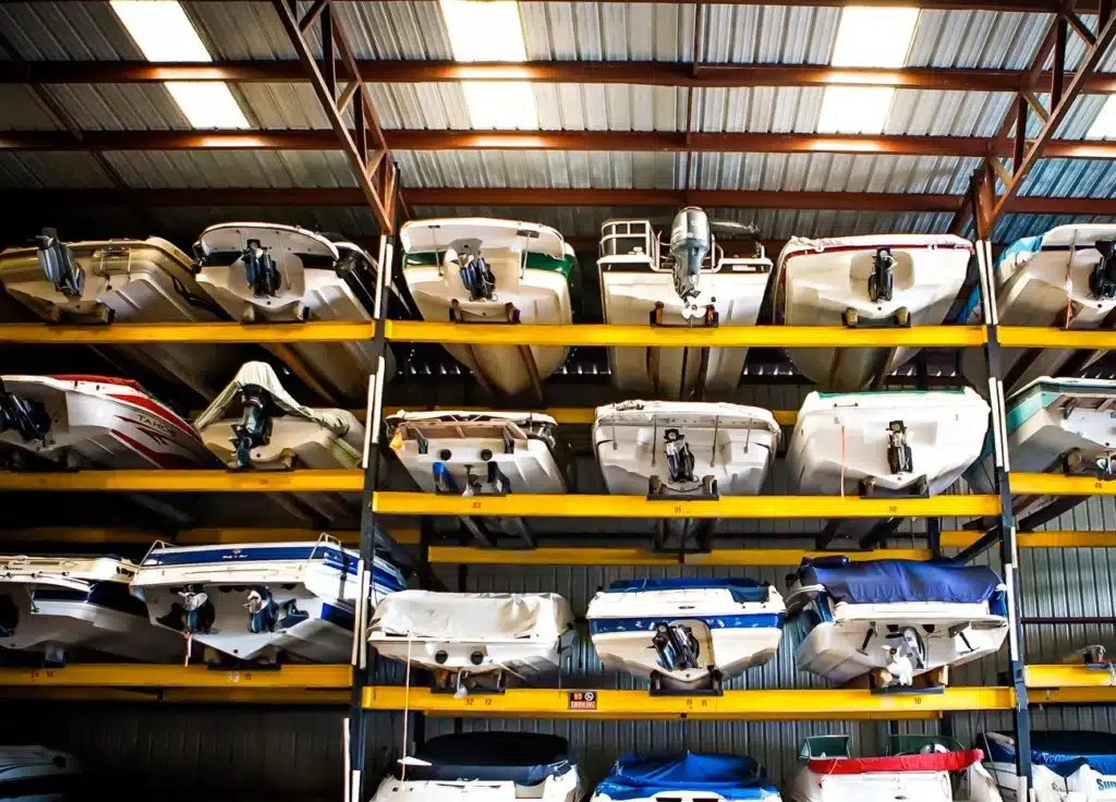 Indoor dry stack boat storage facility